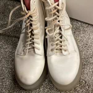 GB White Leather Boots with clear platform